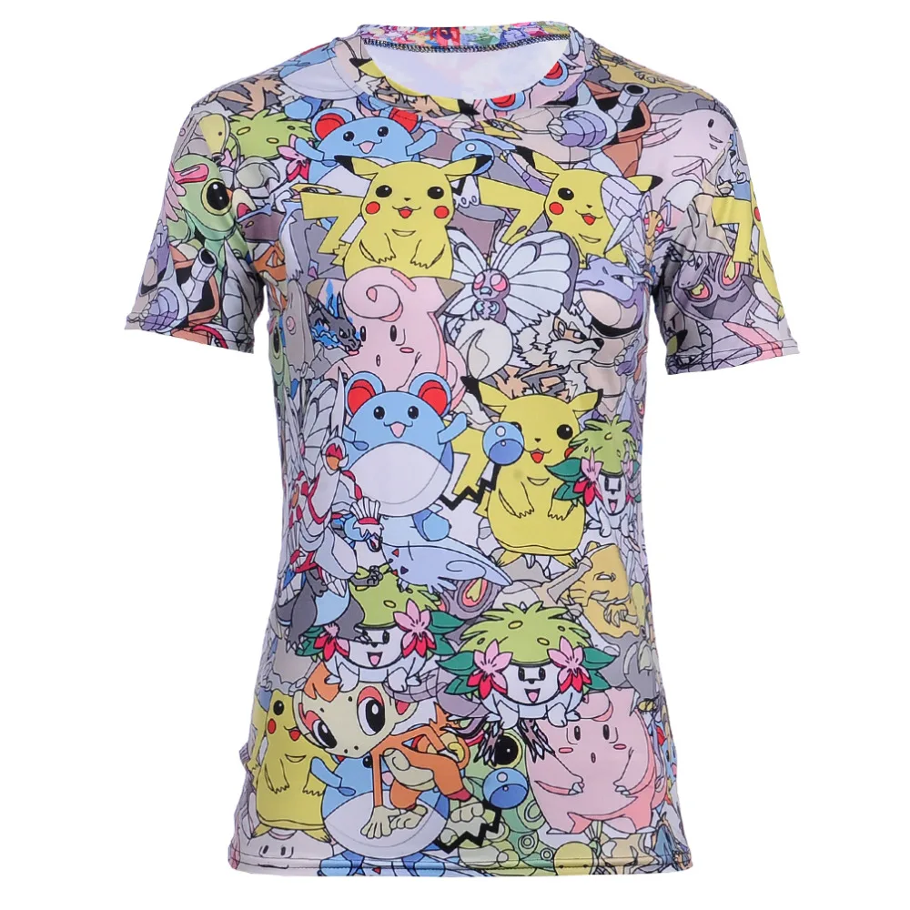 Высококачественная женская футболка с изображением дракона и покемона яркая