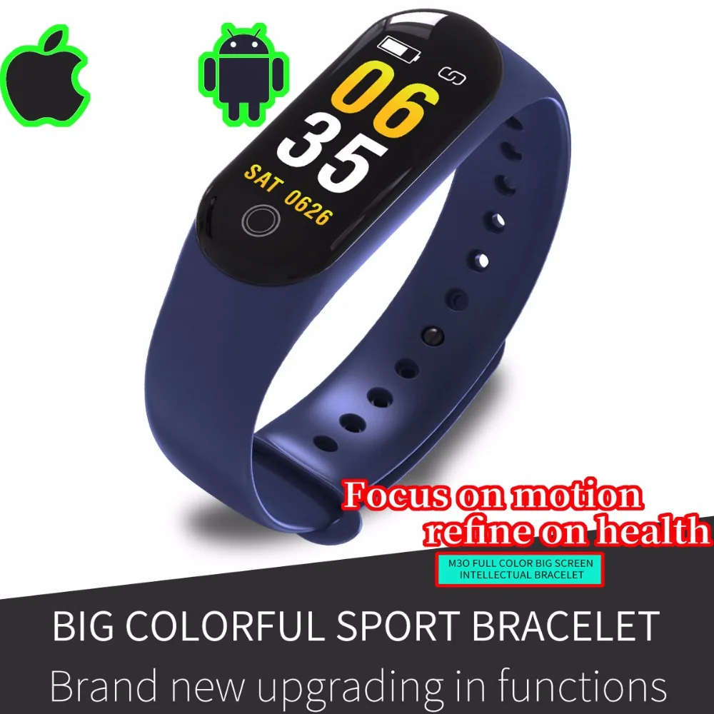 Смарт-часы наручные трекеры активности Фитнес M30plus IOS Android крови Давление часы