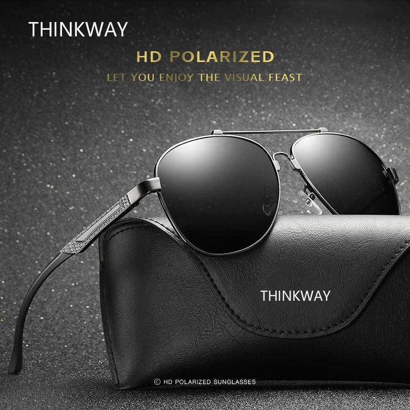 THINKWAY YHD053 Модные металлические очки от солнца в оправе стилизированной под