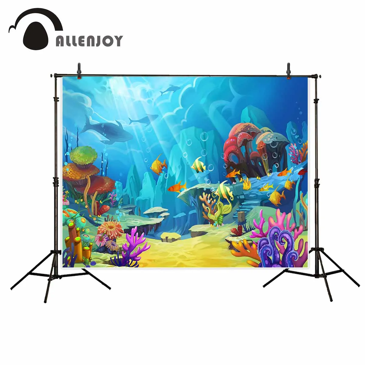 Allenjoy Mermaid baby seabed fish cartoon background coral whale backgrounds for photo studio photographic | Электроника