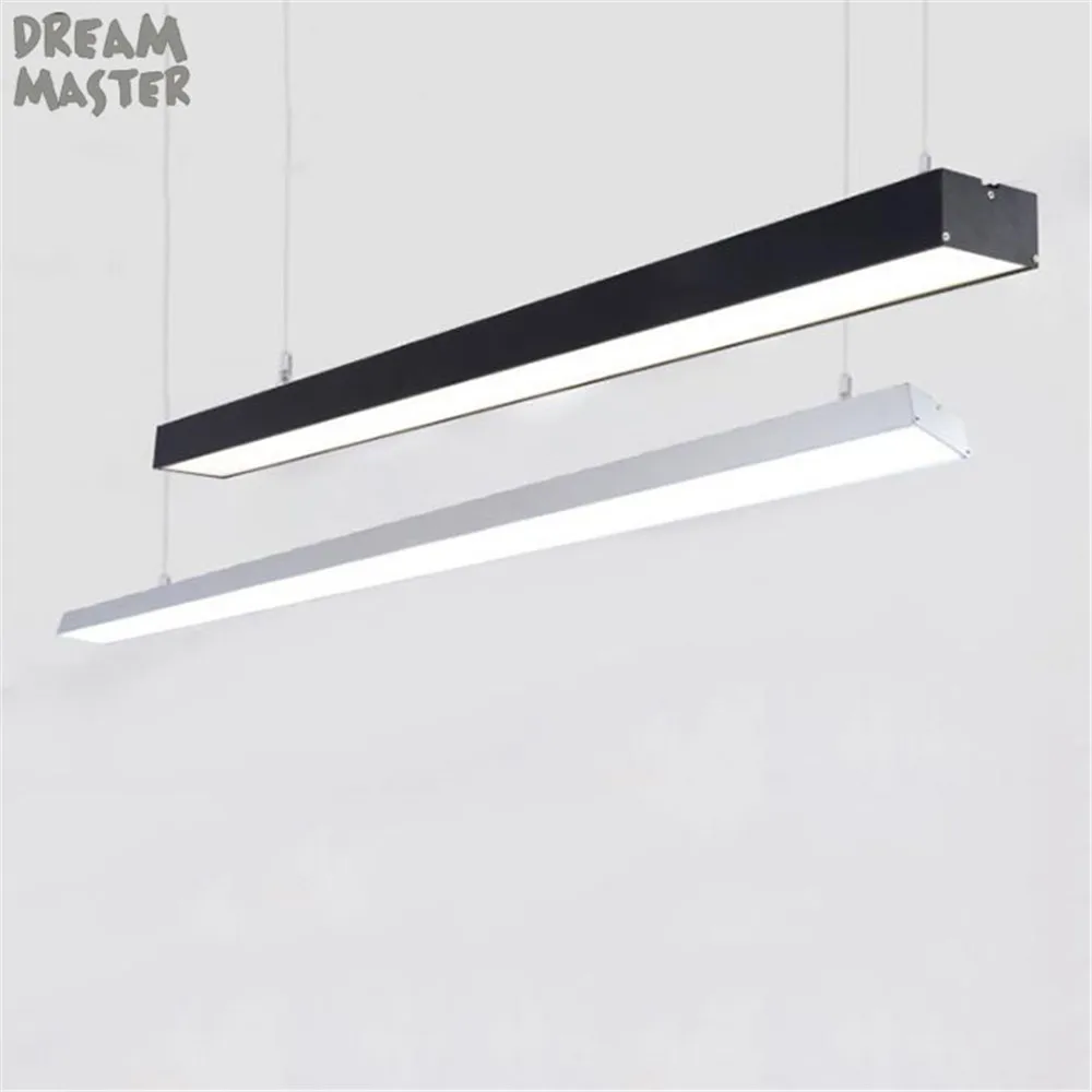 Черно-белая L120cm длинная Светодиодная лента подвесные лампы для офиса 28W 36W 48 W