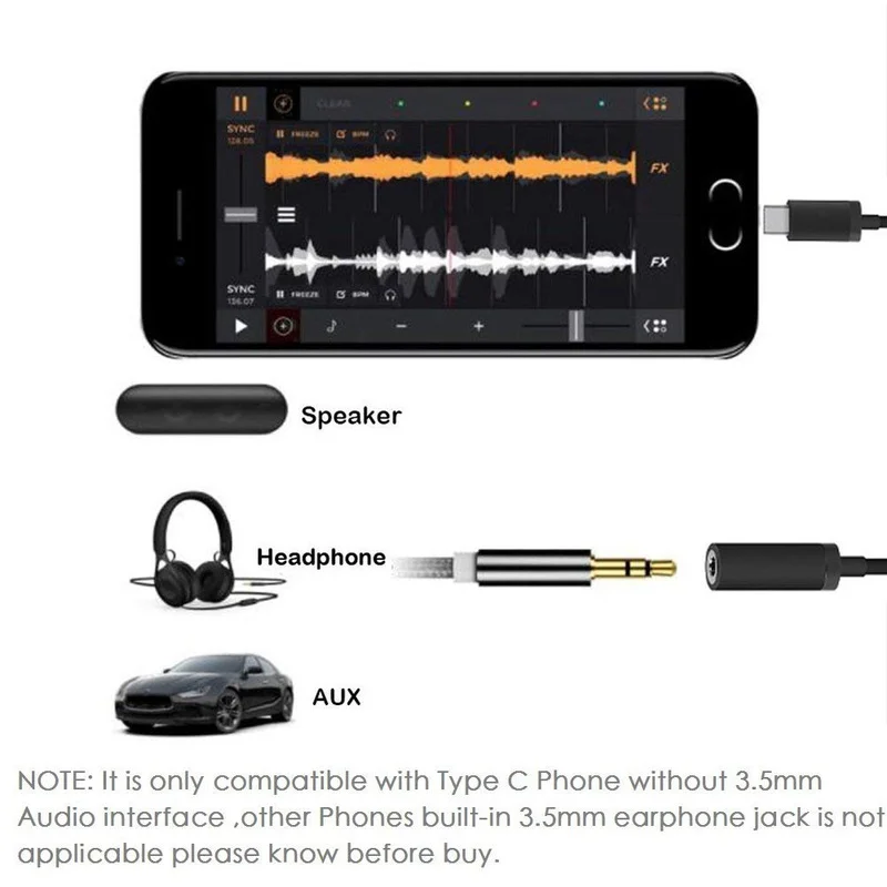 Адаптер для наушников с разъемом типа C 3 5 USB 1 Type штекером мм AUX аудио конвертер