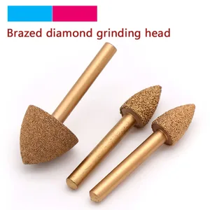 1 шт. 6 мм хвостовик Вакуумные Паяные алмазные шлифовальные головки заусенцы Гравировка сверла для камня сплава нефрита пилинг резьба инструменты 46 Грит