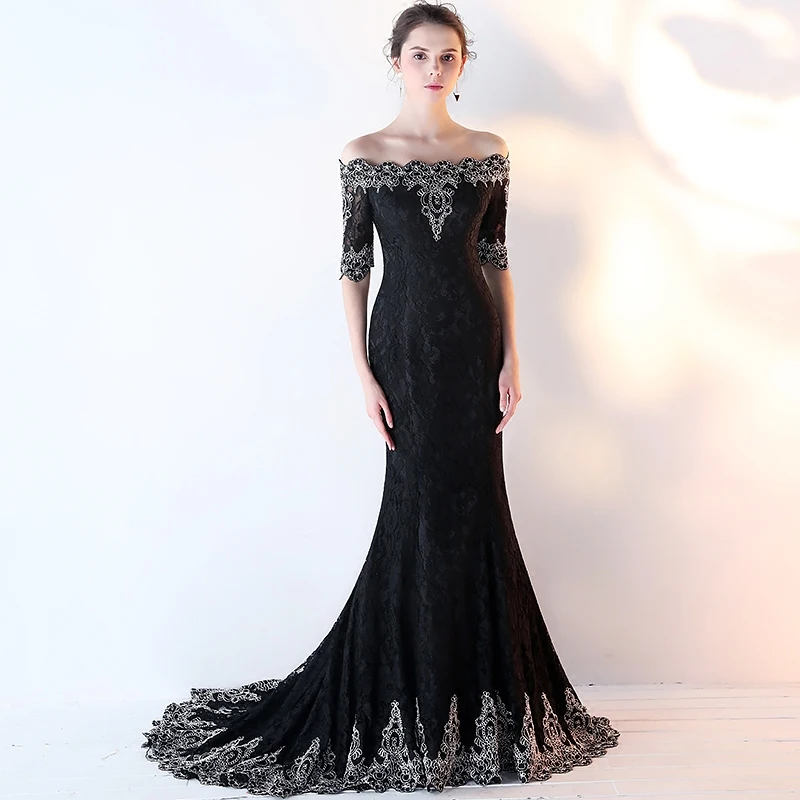 Black Lace Mother of the Bride Dresses for Weddings Off Shoulder Mermaid Evening Groom Godmother | Свадьбы и торжества
