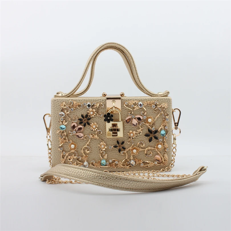 Сумка на плечо Женская Золотая Бриллиантовая рельефная акриловая сумка для урны