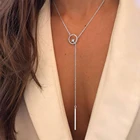 Женское ожерелье с подвеской в виде креста, серебристого цвета, Длинная кисточка, цепочка