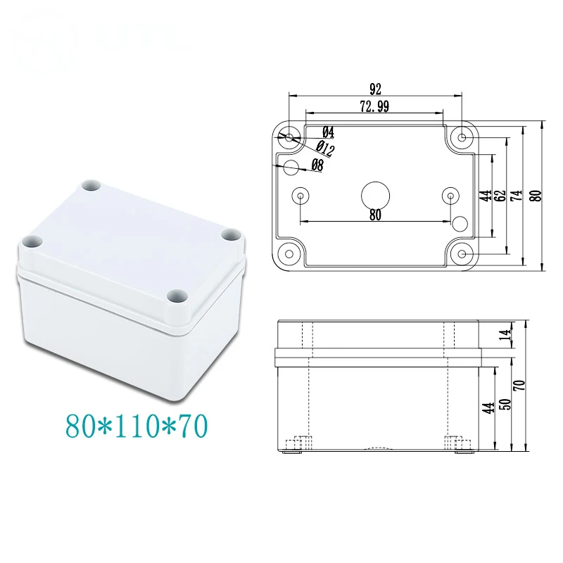 ABS Пластик IP67 Водонепроницаемый распределительная коробка DIY открытый распределительная коробка ответвительная коробка кабеля - Цвет: 80x110x70