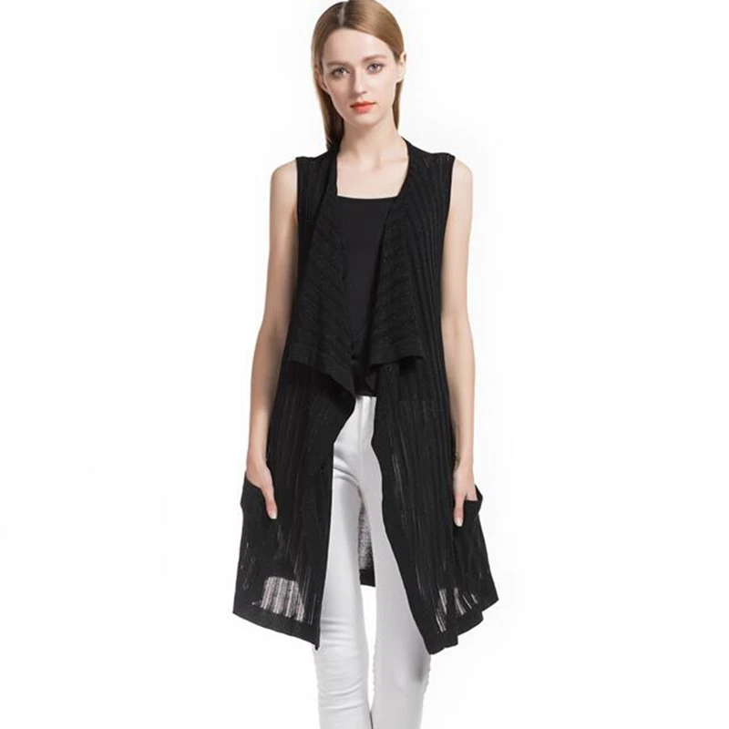 Knitbest''sleeveless открытой передней жилет Новинка 2017 года сезон: весна–лето