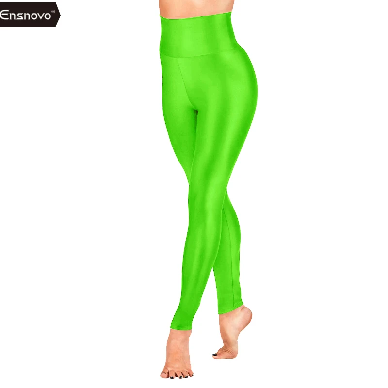 Fluorescent Green Ensnovo женские спандекс нейлон Footless одноцветное Высокая талия тренировки Jogger пот Леггинсы для женщин балетные костюмы танец пот эластичн - Цвет: Fluorescent Green