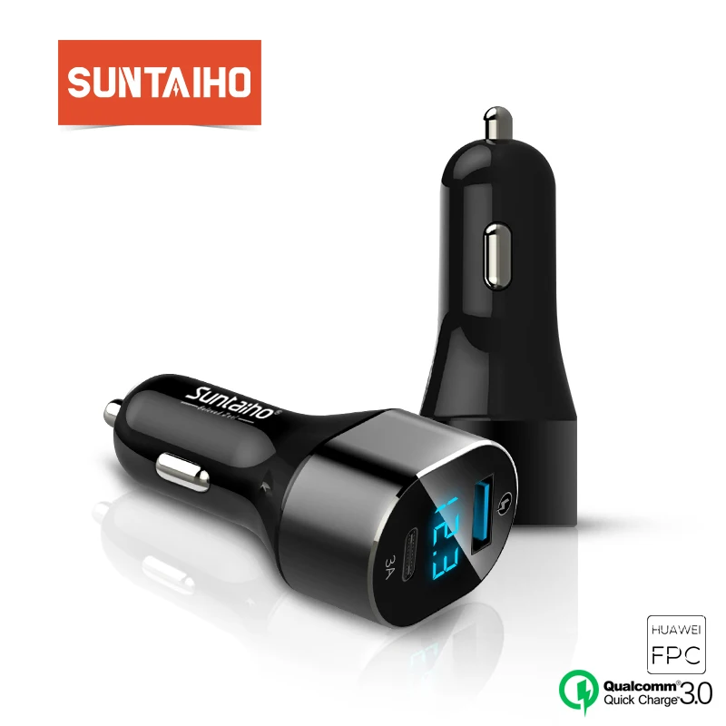 Suntaiho 3 0 Quick Тип C Micro USB Автомобильное зарядное устройство для iphone 8 Plus 5V3A с двумя