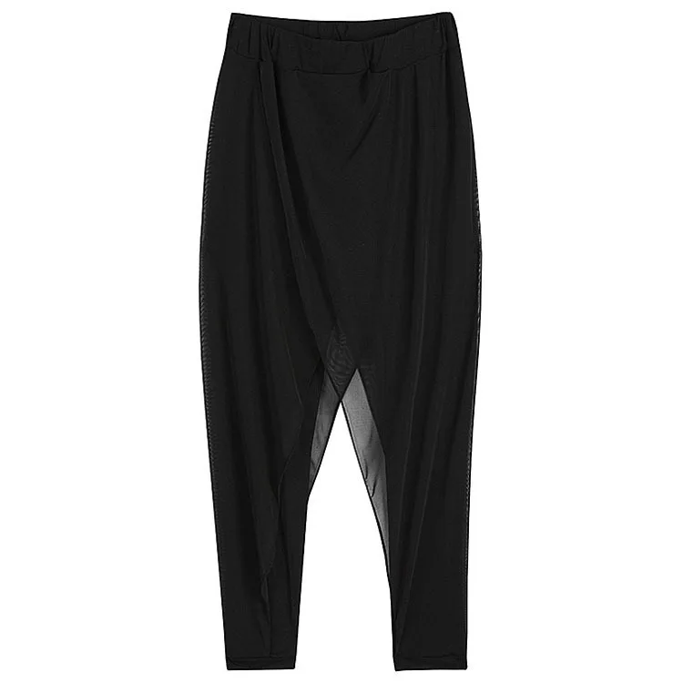 Женские шифоновые шаровары ZADORIN черные свободные брюки бохо палаццо большого