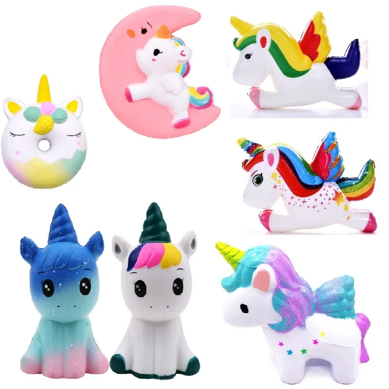 Jumbo kawaii мягкий медленно поднимающийся Единорог пончик мягкий красочный. Мягкое Животное большое мягкое сжимающее забавная игрушка-Антистресс игрушка для детей