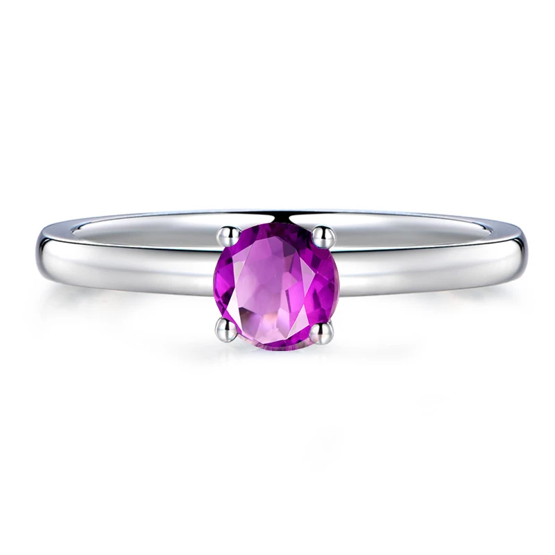 AINUOSHI кольцо с натуральным аметистом 0.8ct круглой огранки драгоценный камень для помолвки вечерние ювелирные изделия для женщин желтое золото цвет кольцо из стерлингового серебра
