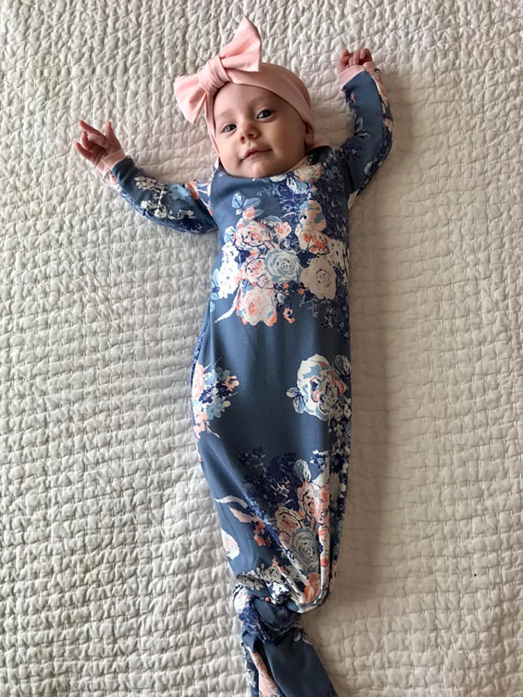 Хлопковое милое Пеленальное муслиновое одеяло для новорожденных девочек и мальчиков, детское цветочное одеяло для завёртывания для пеленания+ повязка на голову