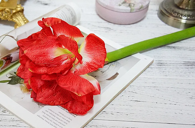 Искусственный амариллис цветок ветка fleurs искусственное украшение свадебного стола Искусственные цветы из шелка Гиппеаструм Флорес