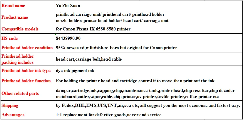 Оригинальный б/у! 6580 печатающая головка блок каретки корзина для Canon Pixma IX6580 IX