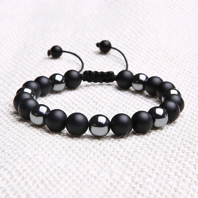 Браслеты для мужчин браслет из натурального камня 8 мм бусины черный оникс Камень