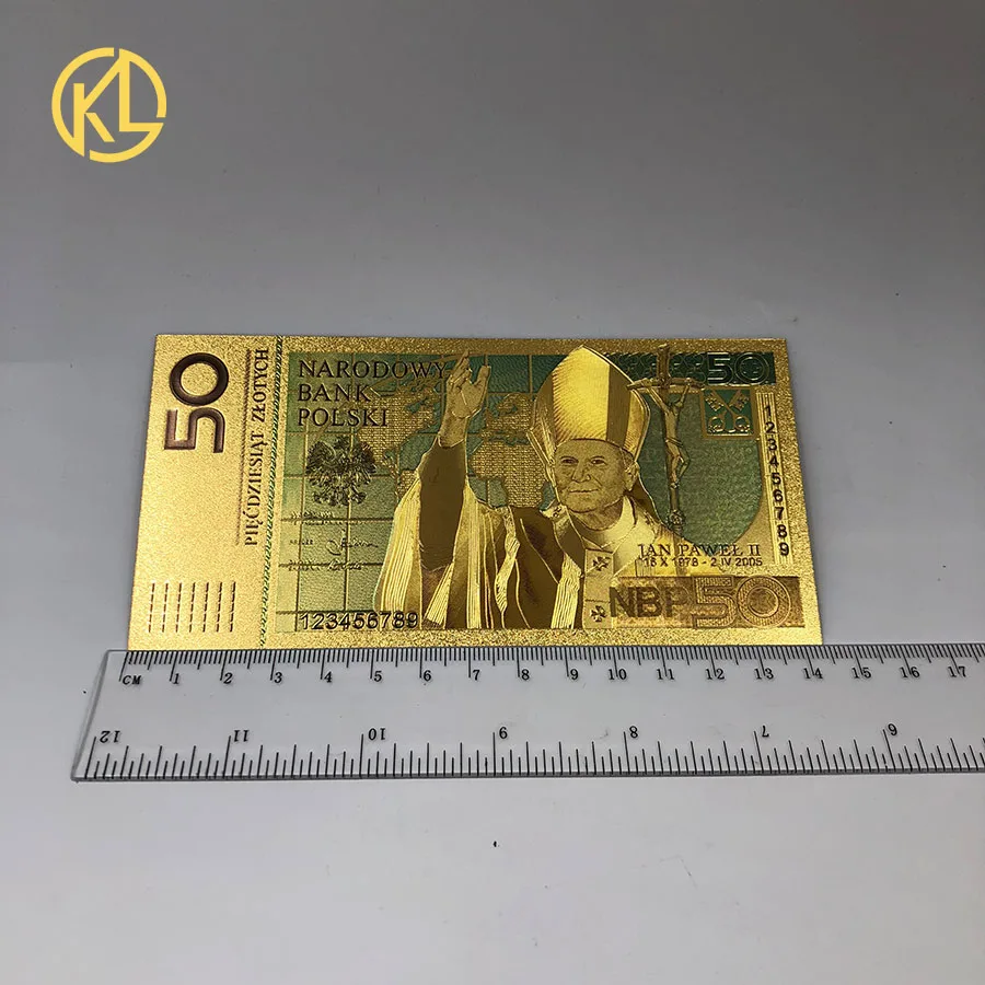 100 шт/партия Польша хороший подарок валюта Zloty золото банкнота 50 ПЛН для партриотизма ремесла Коллекция золото collection - Цвет: PLN50-Paul-C