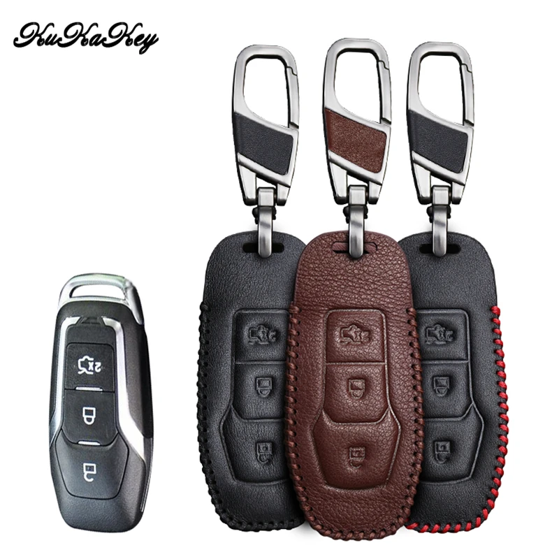 Кожаный чехол для автомобильного ключа KUKAKEY Ford Focus Mondeo Festiva Fusion Suit Fiesta защитный