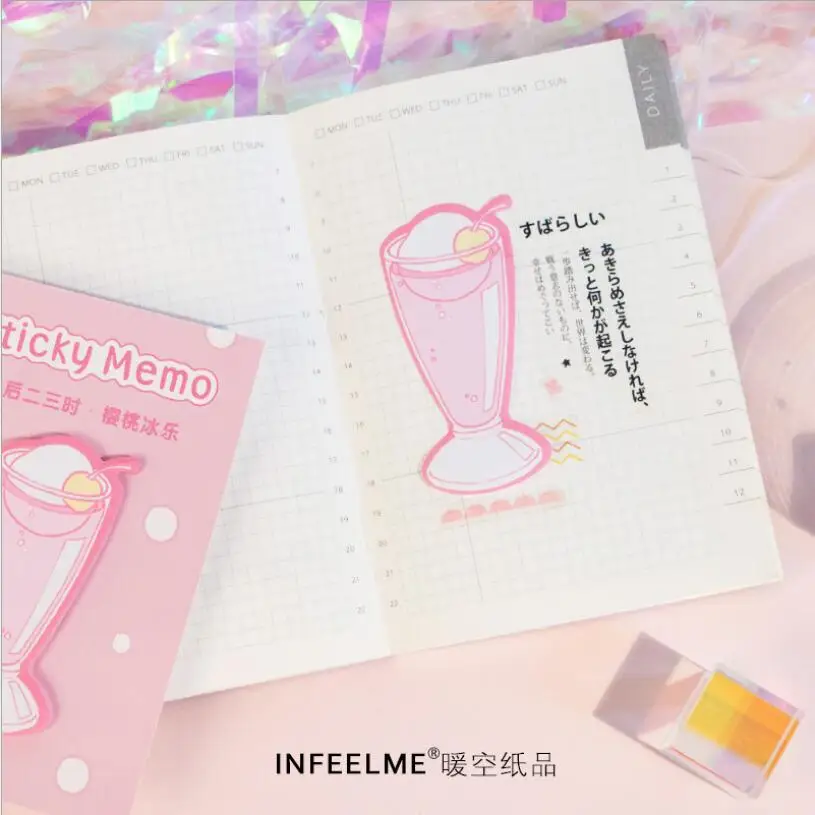 30 листов творческий торт еда молоко самоклеющиеся Memo Pad INS стиль липкая закладка
