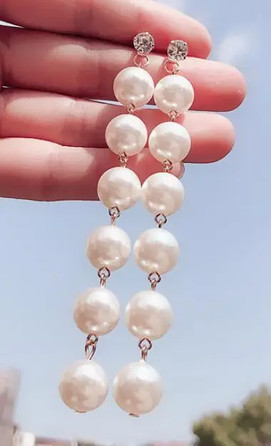 word Love women Jewelry Htemperament pearl tassel ear nail earrings long personality Korea's simple Ohrringenoble lady's | Украшения