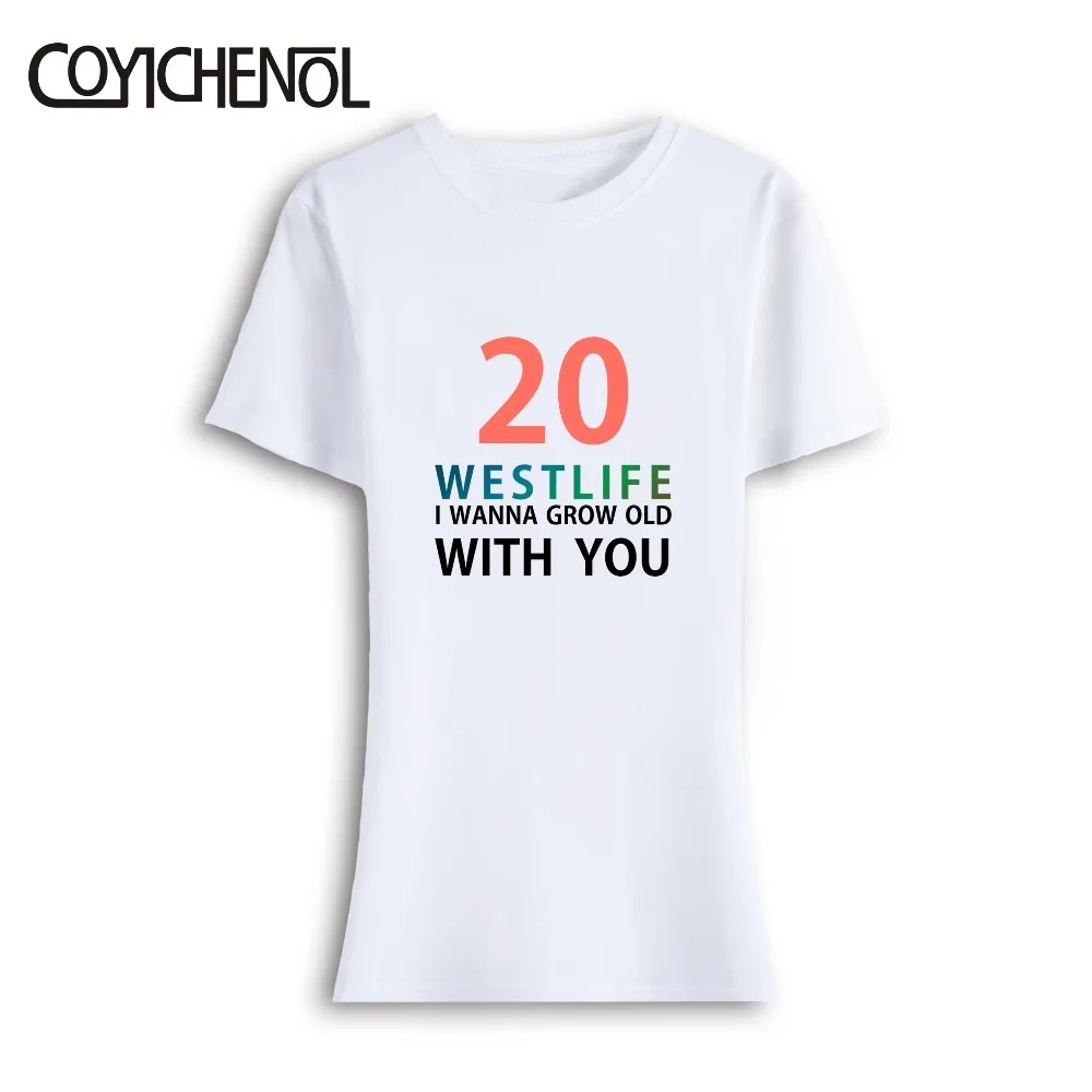 Женская футболка с коротким рукавом COYICHENOL Westlife круглым вырезом и принтом I WANNA GROW