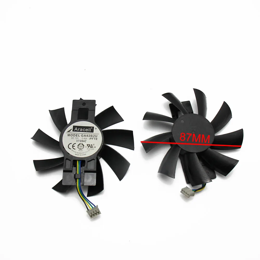 4-контактный 4 линии GA92B2U AXRX 570 GPU VGA кулер графический вентилятор для Radeon PowerColor красный дракон RX 570 карты охлаждения как замена