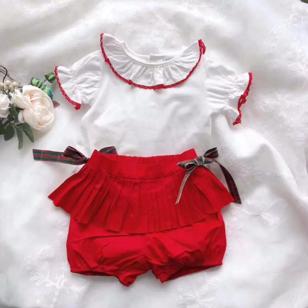 Футболка с оборками на воротнике и юбка комплект из 2 предметов для маленьких