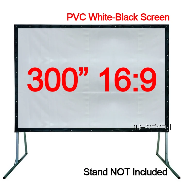 300 дюймовый 16:9 Портативный ПВХ мягкий бело-черный HD Проекционный экран ткань для