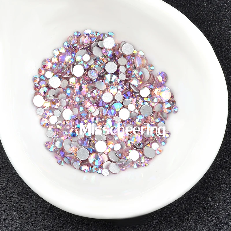1 упаковка Розовый AB смешанных SS6 SS20 ногтей Стразы с плоской задней частью прямой