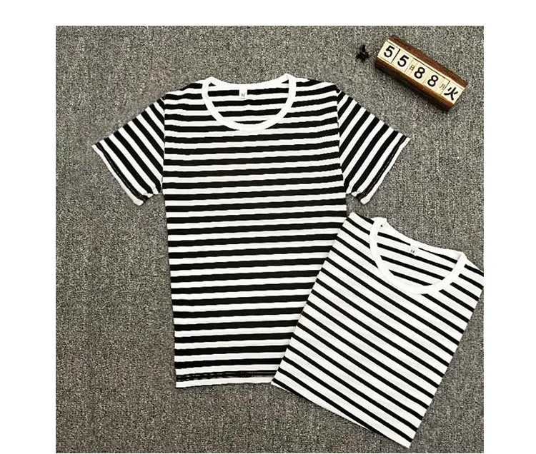 Мужская футболка с v образным вырезом ECTTC хлопковая в полоску коротким рукавом