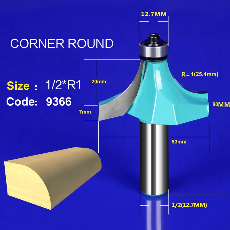 1pcs 1/2*R1 corner rounding Chamfer cutter frazier milling knife tool fresa router bit for wood 9366 | Инструменты