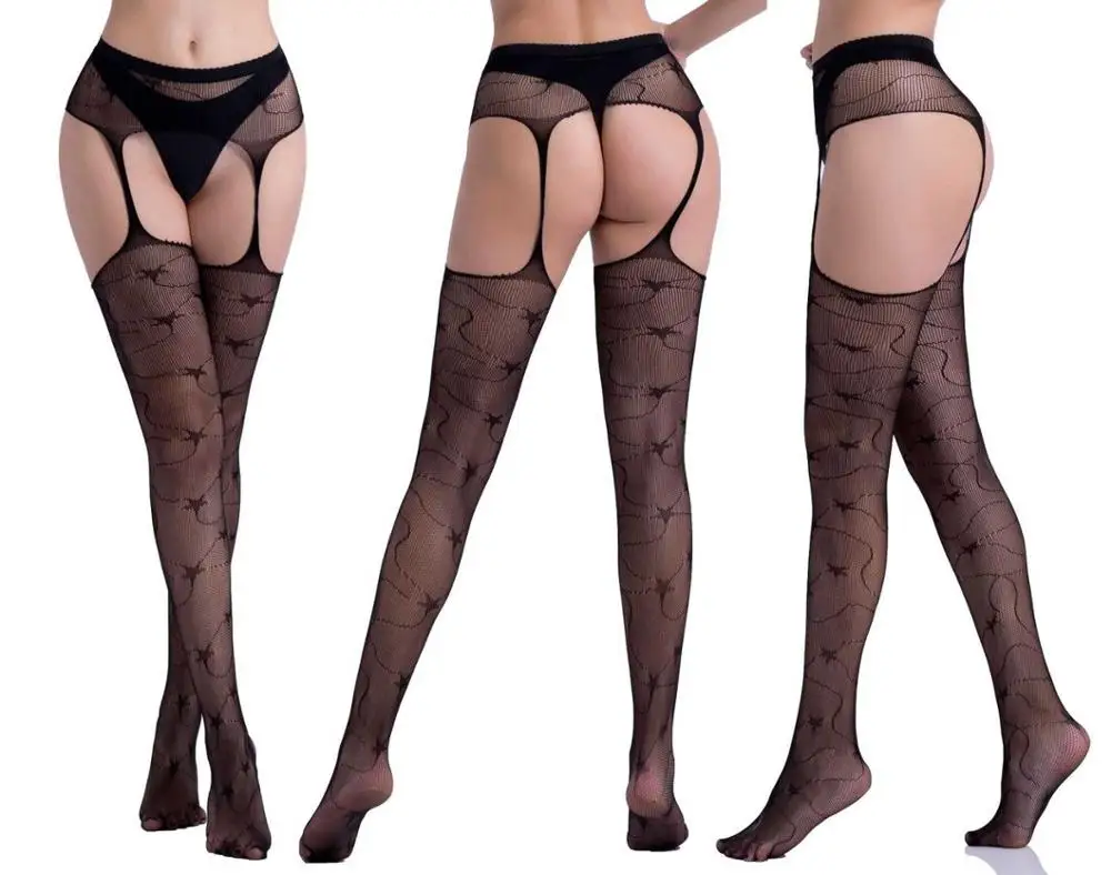 S5003-72 Women Sexy Transparent Slim Fishnet Pantyhose Club Party Net Holes Black Tights Thigh High Stockings Small/Middle/Big Mesh - Цвет: S5003-72