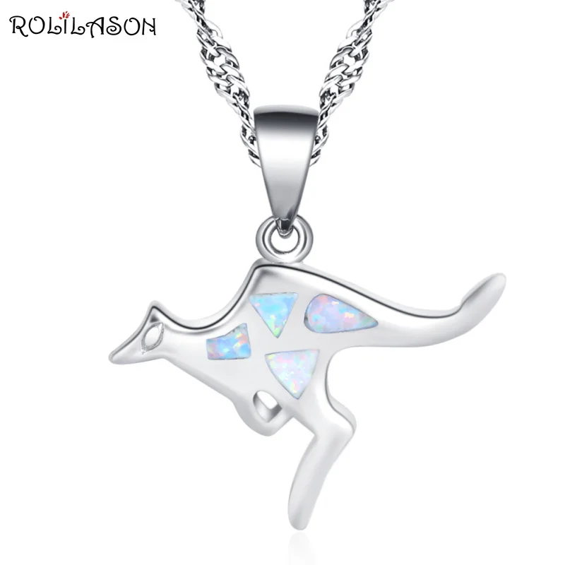 Roilason маленький свежий серебряный цвет штампованный Белый огненный опал ожерелье