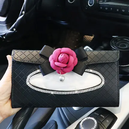Серия Camellia, наборы, аксессуары для салона автомобиля, кожаный чехол на руль, авто Кристалл, подголовник, подушки, коробка для салфеток, подлокотник - Название цвета: Sun visor tissue box