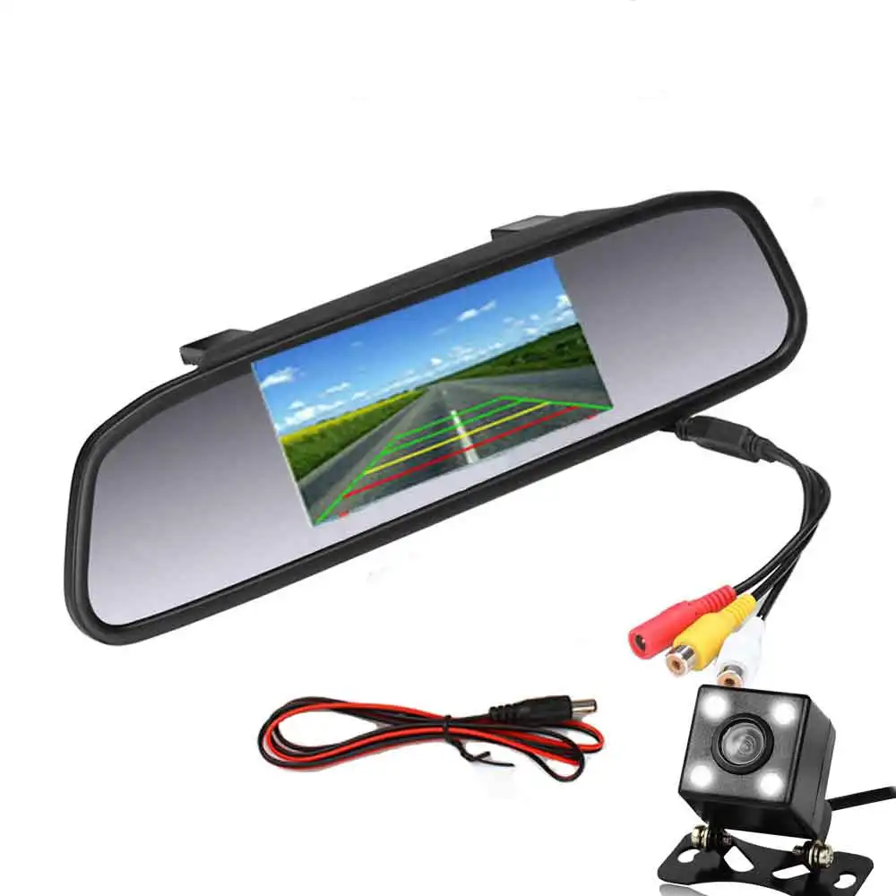 monitor with 4 led 4," автомобильное зеркало заднего вида, монитор, камера заднего вида, TFT-LCD 2 видео для автомобиля, камера заднего вида, водонепроницаемый светодиодный, ночное видение - Цвет: monitor with 4 led