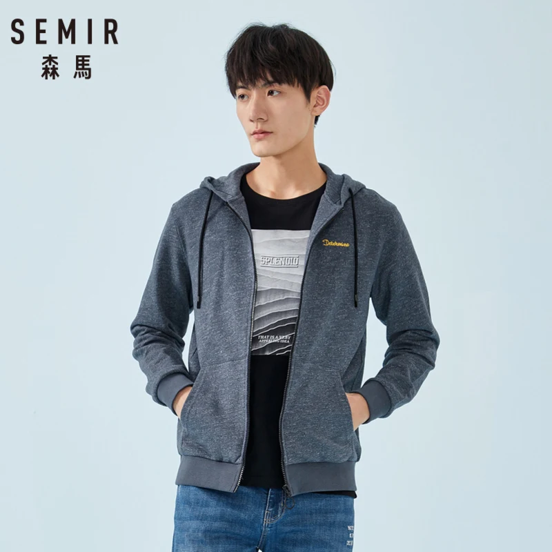 SEMIR спортивная куртка мужская куртка с капюшоном с карманом мужская толстовка с капюшоном на молнии вышитая куртка с капюшоном на подкладке с кулиской мужская мода