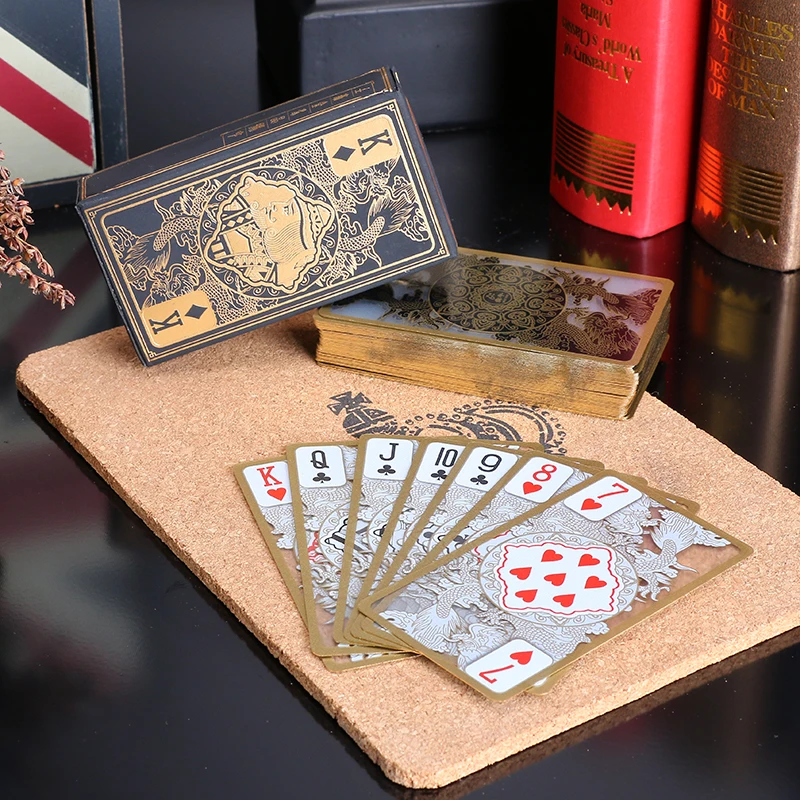 

55 Cards Deck Golden Edges Playing Cards, Waterproof Plastic Poker Collection Cards Best Christmtas Gift Learning Carta De Poker