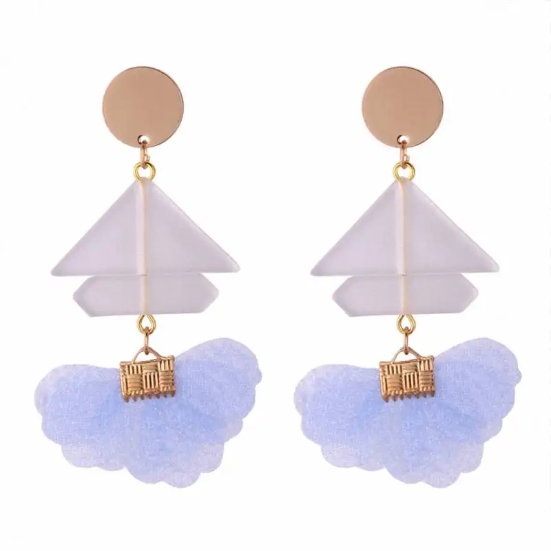 TONGKWOK Bohemia Exaggeration Dangle Earrings For Women Silk Thread Tassel Flower Long Chandelier #131268 | Украшения и