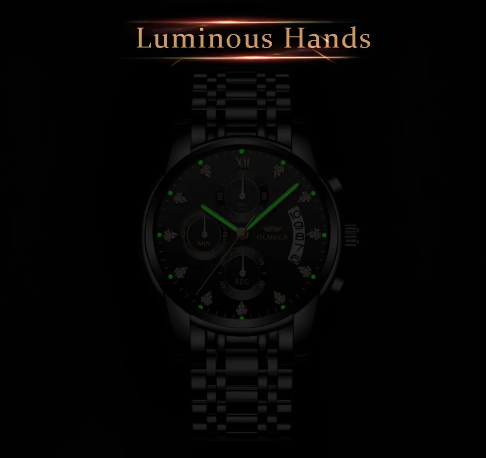 

Relojes Hombre 2019 New OLMECA Mens Watches Top Brand Luxury Fashion Business Quartz Watch Men Waterproof Full steel Sport Watch