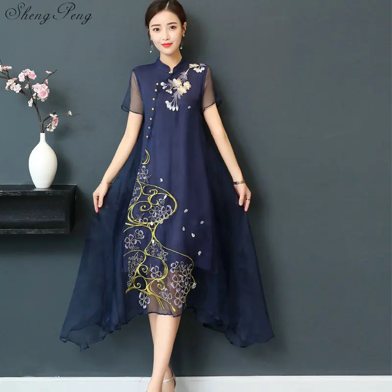 Женское длинное платье Qipao китайские традиционные платья размера плюс винтажное