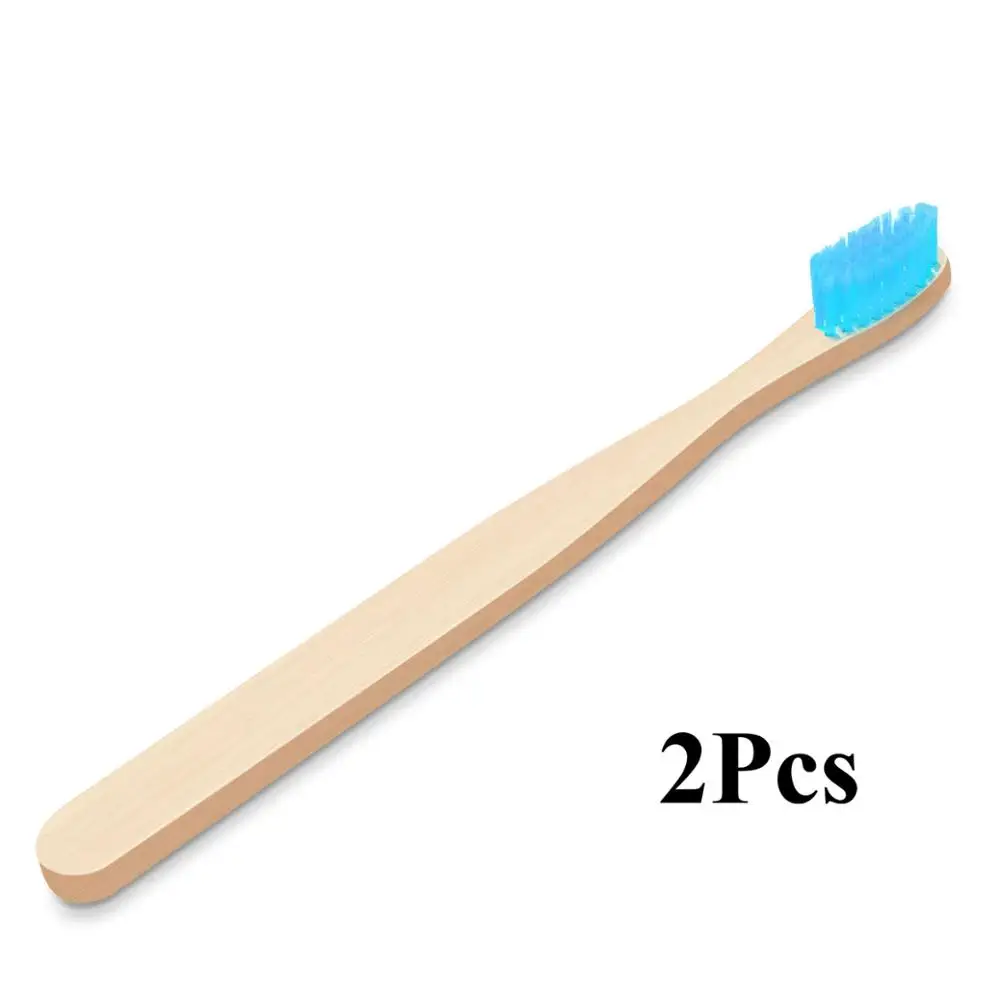 2Pcs Blue Fulljion бамбуковая зубная щетка, натуральная Экологичная зубная щетка, отбеливание зубов, портативная Мягкая зубная щетка для личного здоровья - Цвет: 2Pcs Blue