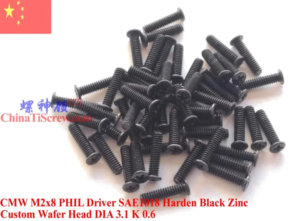

screw M2x8 Wafer Head Phillips driver Black Zinc ROHS 100 pcs
