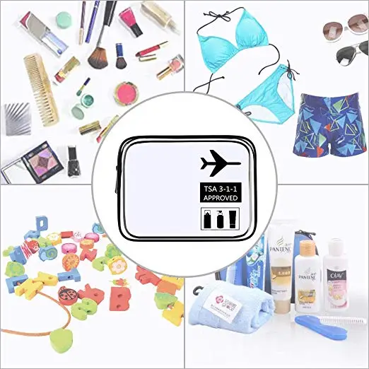 Прозрачная сумка для туалетных принадлежностей одобренная TSA дорожная