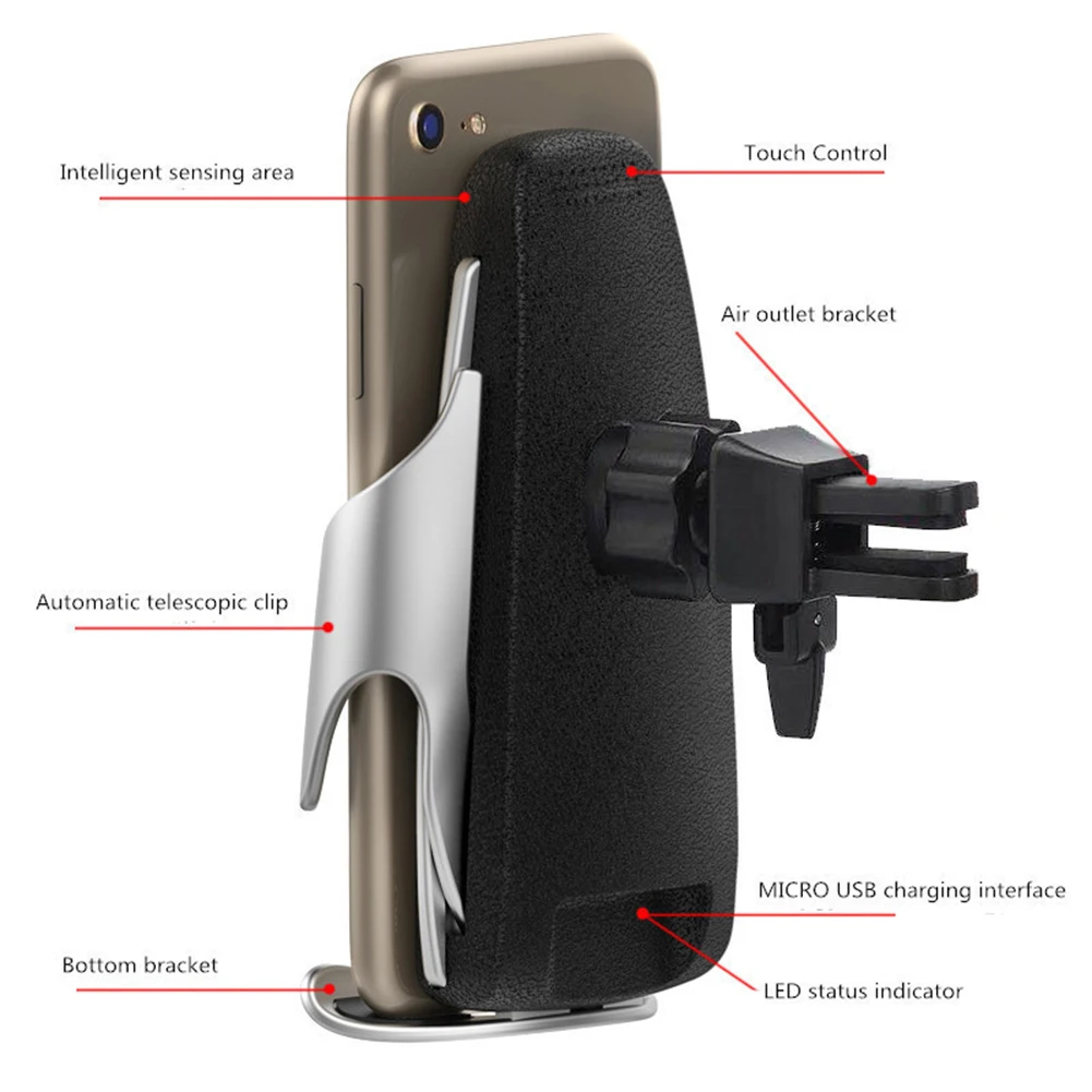 

Wireless Fastener Car Charger Air Vent Holder 360 Degree Rotation Charge Mount Holder Stand