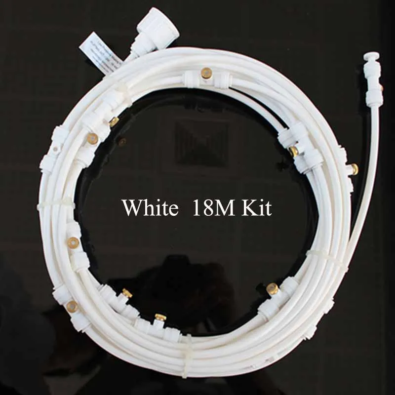 18M White Kit Патио запотевание Охлаждающая вода туман распылитель системы для теплицы садовые цветы и растения водокольный орошение распылитель - Цвет: 18M White Kit