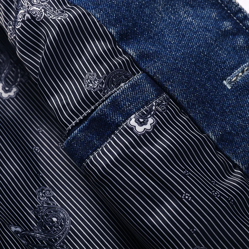 Европейский стиль 2018 Новая мода винтажная Мужская джинсовая куртка на молнии