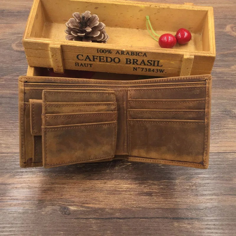 Мужской кошелек Crazy Horse из натуральной кожи винтажный держатель для кредитных