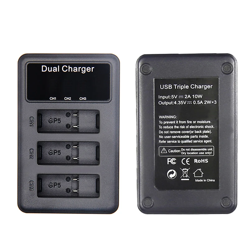 4x батарея для GoPro Hero 7 черная + тройное светодиодное зарядное устройство 8 6 Black Go Pro 5
