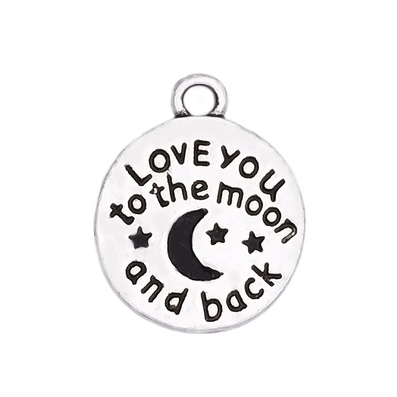 Подвеска из античного серебряного сплава i love you to the moon and back star charm для